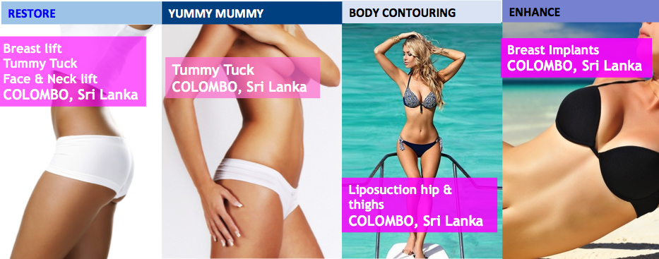 Cosmetic surgery Tummy Tuck Breast Enlargement Liposuction Breast Lift Brazilian Butt Lift Facelift